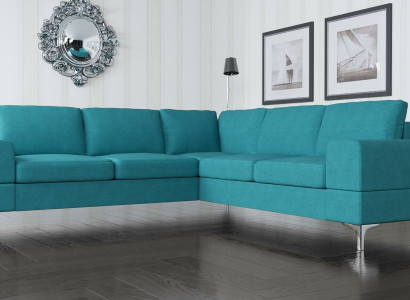 Couch Ecksofa Textil Wohnzimmer Design Modern L-Form Türkis Möbel Luxus Sofas